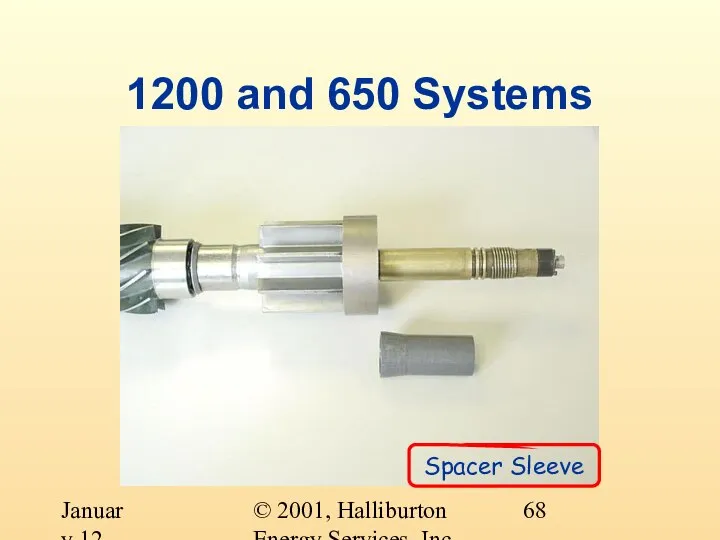 © 2001, Halliburton Energy Services, Inc. January 12, 2001 1200 and 650 Systems Spacer Sleeve