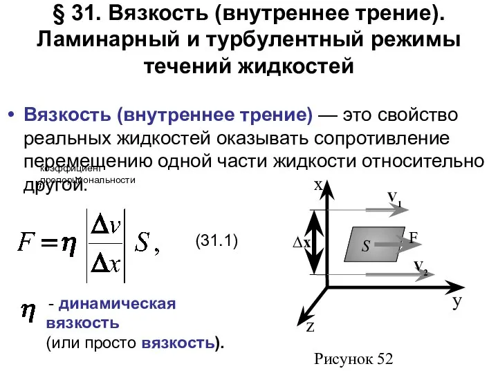 § 31. Вязкость (внутреннее трение). Ламинарный и турбулентный режимы течений жидкостей Вязкость