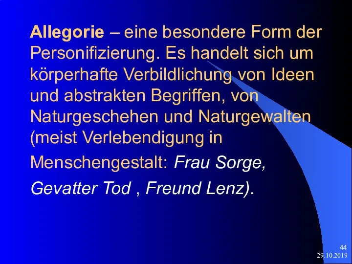 29.10.2019 Allegorie – eine besondere Form der Personifizierung. Es handelt sich um