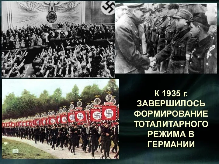 К 1935 г. ЗАВЕРШИЛОСЬ ФОРМИРОВАНИЕ ТОТАЛИТАРНОГО РЕЖИМА В ГЕРМАНИИ