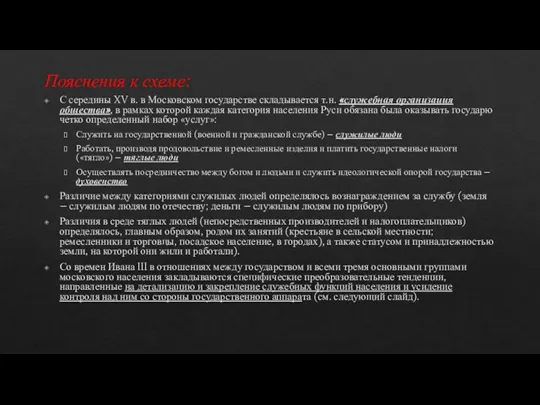 Пояснения к схеме: С середины XV в. в Московском государстве складывается т.н.