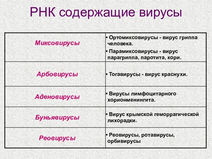 РНК содержащие вирусы