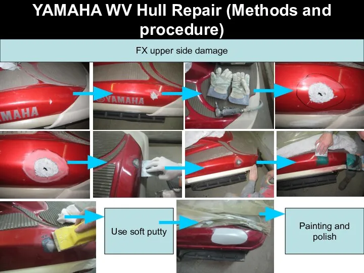 YAMAHA WV Hull Repair (Methods and procedure) FX upper side damage Use