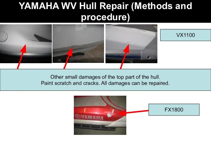 YAMAHA WV Hull Repair (Methods and procedure) Other small damages of the
