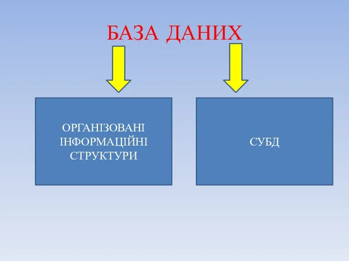 БАЗА ДАНИХ ОРГАНІЗОВАНІ ІНФОРМАЦІЙНІ СТРУКТУРИ СУБД