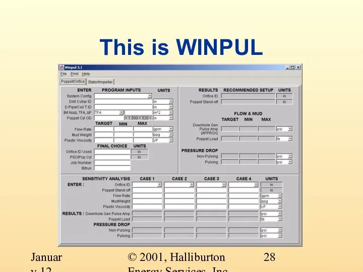 © 2001, Halliburton Energy Services, Inc. January 12, 2001 This is WINPUL
