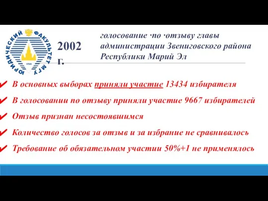 2002 г. голосование ·по ·отзыву главы администрации Звениговского района Республики Марий Эл