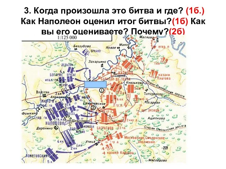 3. Когда произошла это битва и где? (1б.) Как Наполеон оценил итог