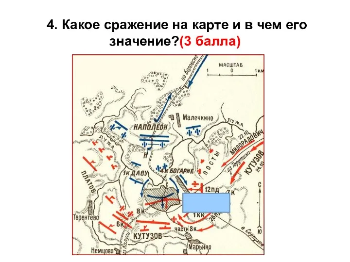 4. Какое сражение на карте и в чем его значение?(3 балла)