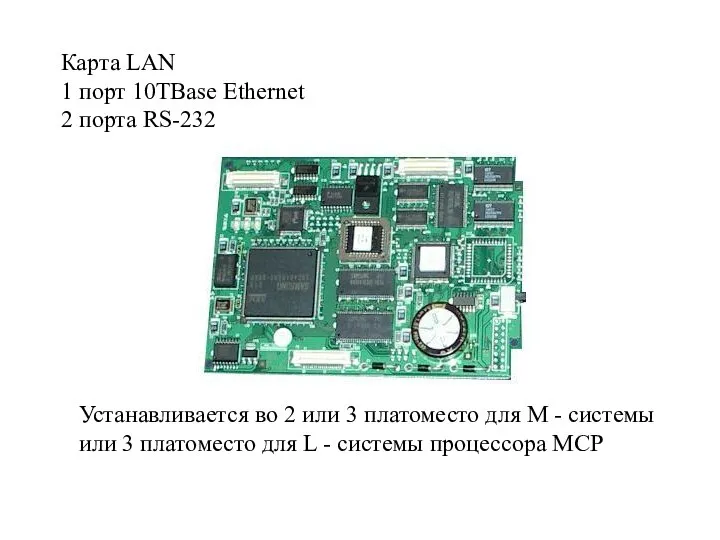 Карта LAN 1 порт 10TBase Ethernet 2 порта RS-232 Устанавливается во 2