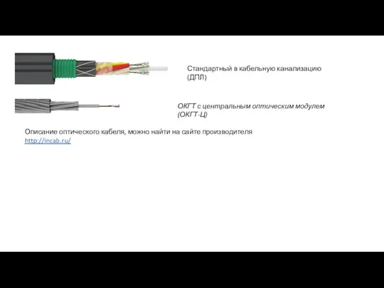 Стандартный в кабельную канализацию (ДПЛ) ОКГТ с центральным оптическим модулем (ОКГТ-Ц) Описание