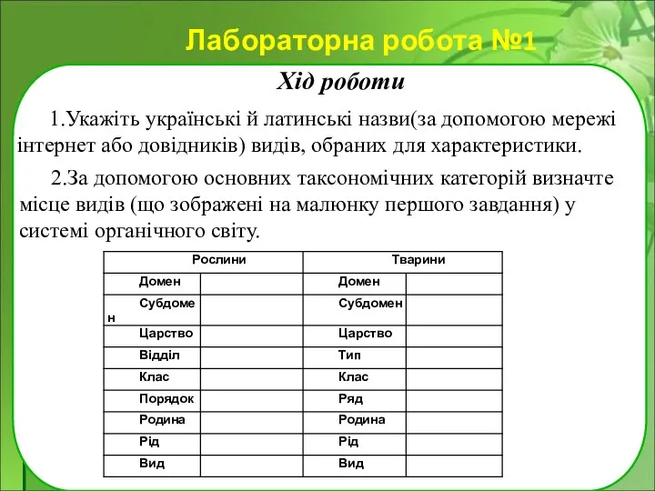 Лабораторна робота №1 Хід роботи 1.Укажіть українські й латинські назви(за допомогою мережі