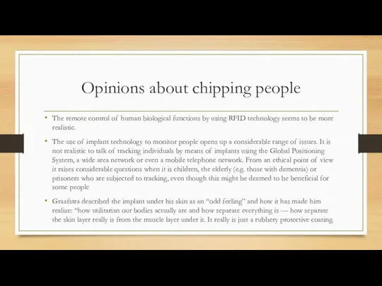 Opinions about chipping people The remote control of human biological functions by