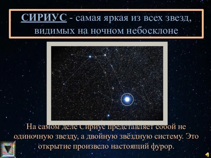 СИРИУС - самая яркая из всех звезд, видимых на ночном небосклоне На