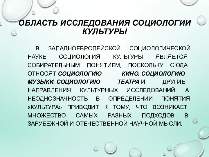 ОБЛАСТЬ ИССЛЕДОВАНИЯ СОЦИОЛОГИИ КУЛЬТУРЫ В ЗАПАДНОЕВРОПЕЙСКОЙ СОЦИОЛОГИЧЕСКОЙ НАУКЕ СОЦИОЛОГИЯ КУЛЬТУРЫ ЯВЛЯЕТСЯ СОБИРАТЕЛЬНЫМ