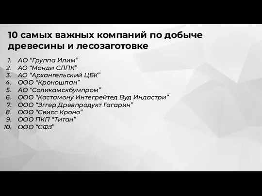 10 самых важных компаний по добыче древесины и лесозаготовке АО “Группа Илим”