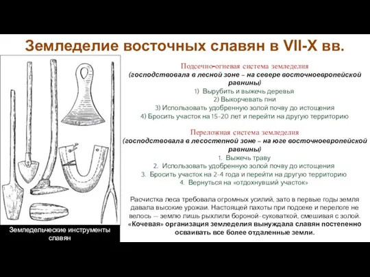 Подсечно-огневая система земледелия (господствовала в лесной зоне – на севере восточноевропейской равнины)