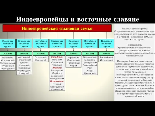 Индоевропейская языковая семья Индоевропейцы и восточные славяне Языковые семьи и группы Современная