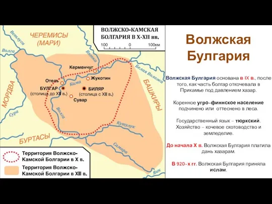 Волжская Булгария основана в IX в., после того, как часть болгар откочевала