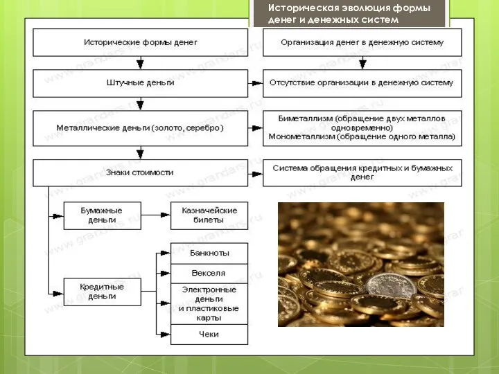 Историческая эволюция формы денег и денежных систем