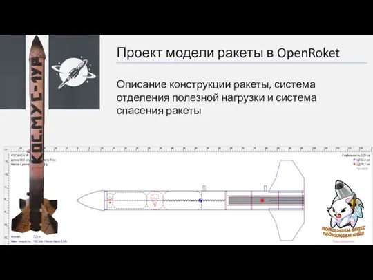 Проект модели ракеты в OpenRoket Описание конструкции ракеты, система отделения полезной нагрузки и система спасения ракеты