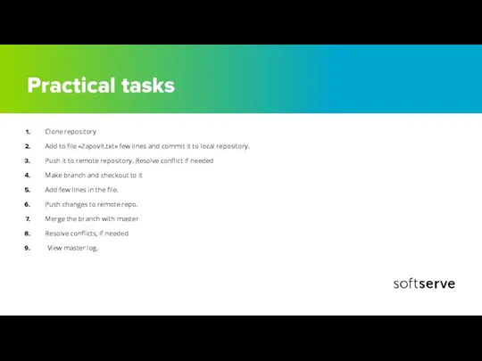 Practical tasks Clone repository Add to file «Zapovit.txt» few lines and commit