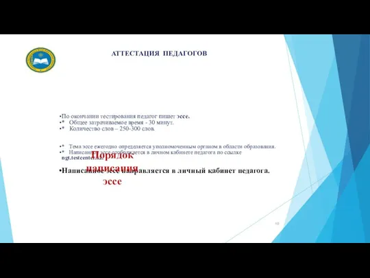 По окончании тестирования педагог пишет эссе. * Общее затрачиваемое время - 30