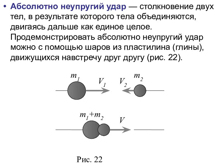 Абсолютно неупругий удар — столкновение двух тел, в результате которого тела объединяются,