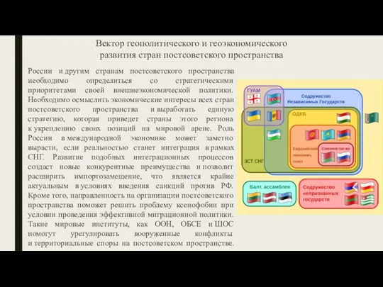 России и другим странам постсоветского пространства необходимо определиться со стратегическими приоритетами своей