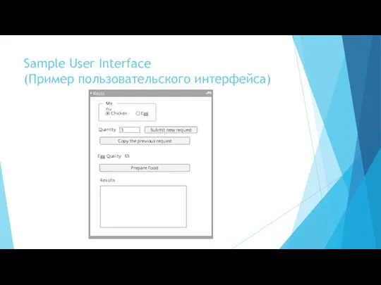 Sample User Interface (Пример пользовательского интерфейса) Quantity 3 Submit new request Copy