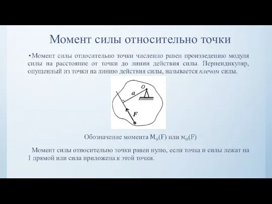 Момент силы относительно точки