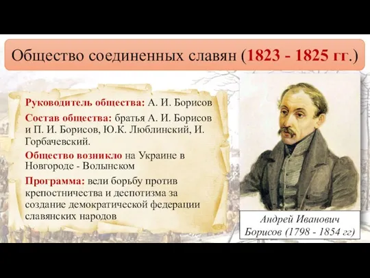 Общество соединенных славян (1823 - 1825 гг.) Андрей Иванович Борисов (1798 -