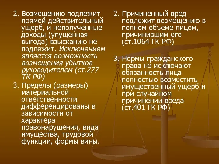 2. Возмещению подлежит прямой действительный ущерб, и неполученные доходы (упущенная выгода) взысканию