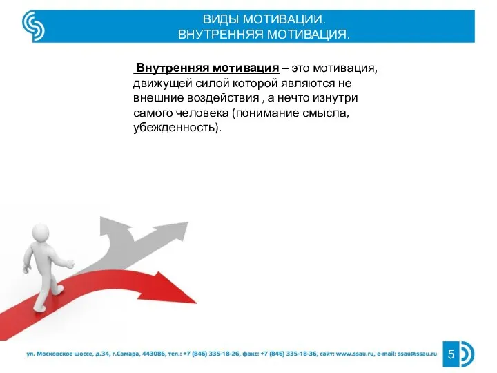 ВИДЫ МОТИВАЦИИ. ВНУТРЕННЯЯ МОТИВАЦИЯ. Внутренняя мотивация – это мотивация, движущей силой которой