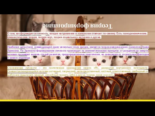 Теория формирование О том, как формируется личность, каждое направление в психологии отвечает