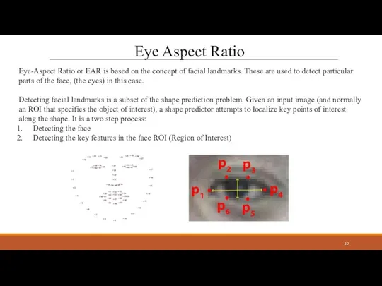 Eye Aspect Ratio Eye-Aspect Ratio or EAR is based on the concept