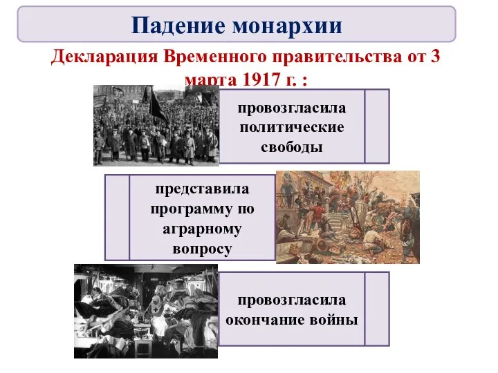 Декларация Временного правительства от 3 марта 1917 г. : провозгласила окончание войны