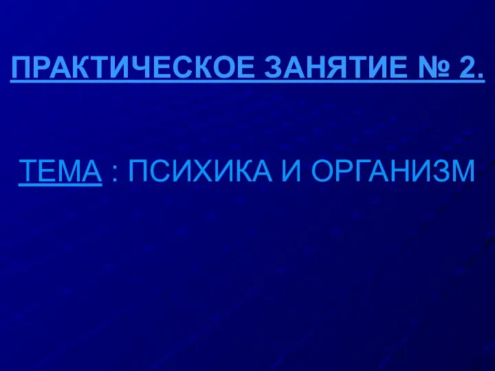 ПРАКТИЧЕСКОЕ ЗАНЯТИЕ № 2