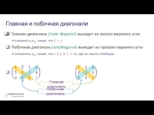 Главная и побочная диагонали