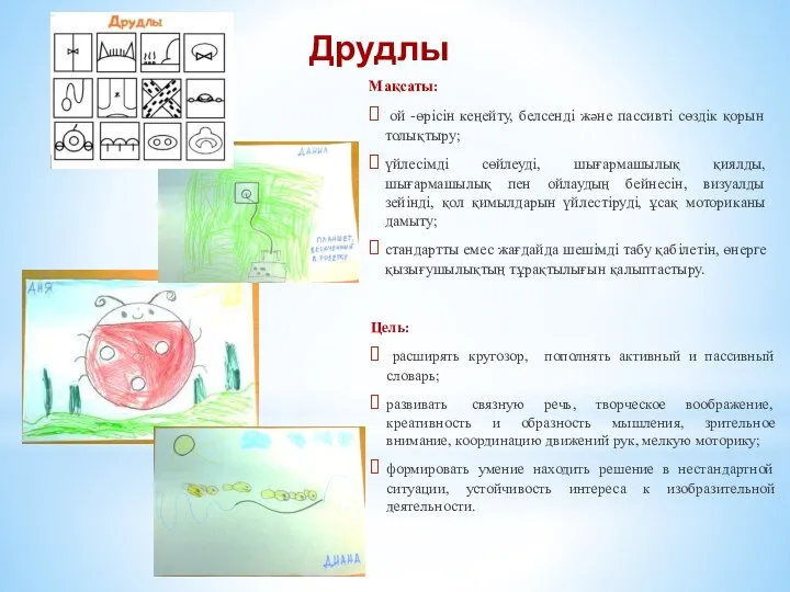 Цель: расширять кругозор, пополнять активный и пассивный словарь; развивать связную речь, творческое