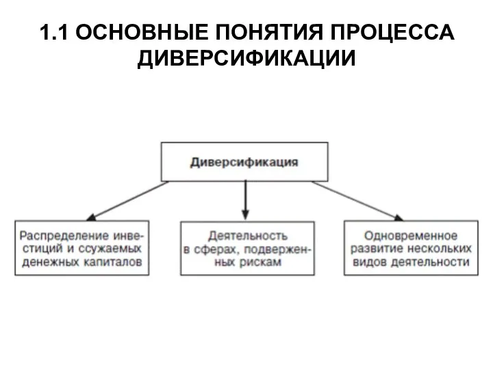 1.1 ОСНОВНЫЕ ПОНЯТИЯ ПРОЦЕССА ДИВЕРСИФИКАЦИИ