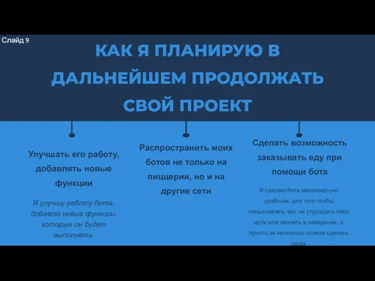 КАК Я ПЛАНИРУЮ В ДАЛЬНЕЙШЕМ ПРОДОЛЖАТЬ СВОЙ ПРОЕКТ Распространить моих ботов не