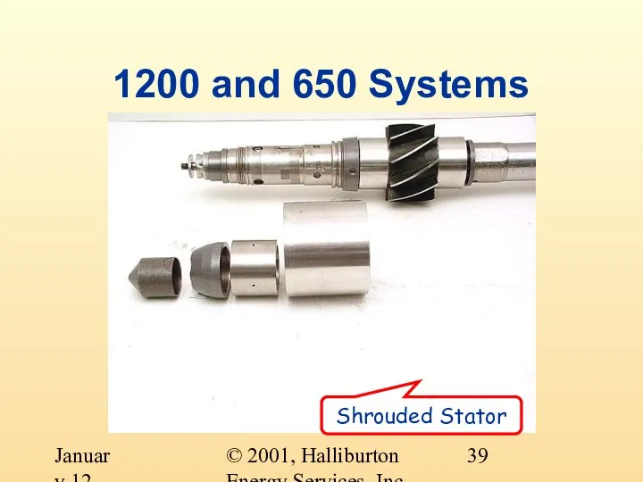 © 2001, Halliburton Energy Services, Inc. January 12, 2001 1200 and 650 Systems Shrouded Stator