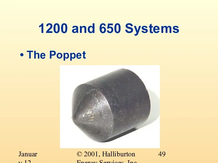 © 2001, Halliburton Energy Services, Inc. January 12, 2001 1200 and 650 Systems The Poppet