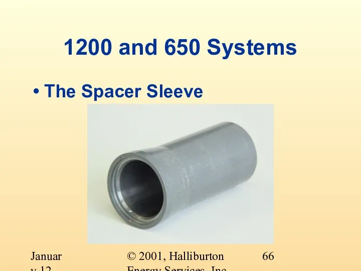© 2001, Halliburton Energy Services, Inc. January 12, 2001 1200 and 650 Systems The Spacer Sleeve