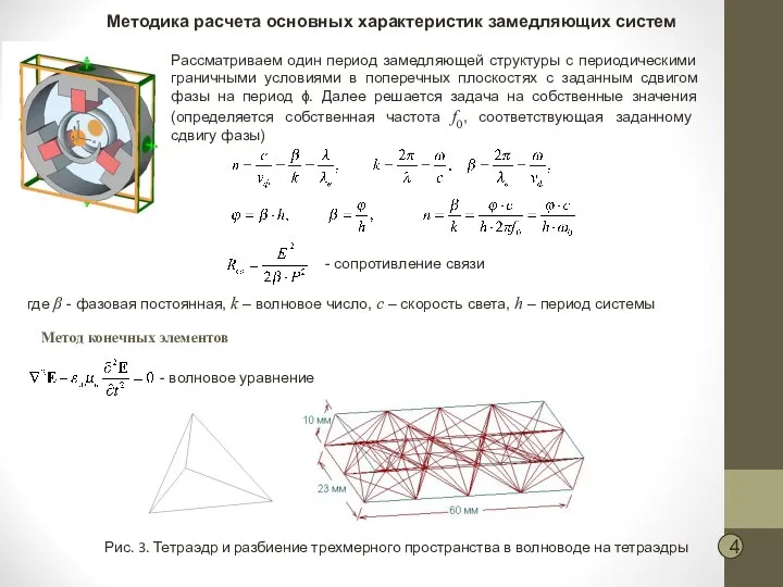 Метод конечных элементов Рис. 3. Тетраэдр и разбиение трехмерного пространства в волноводе