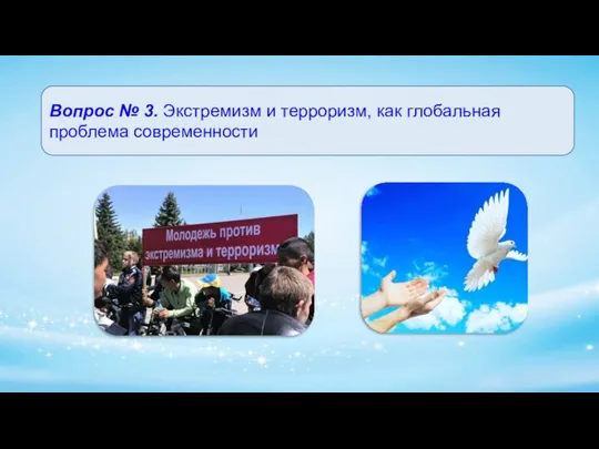 Вопрос № 3. Экстремизм и терроризм, как глобальная проблема современности