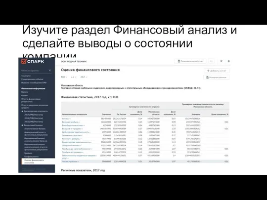 Изучите раздел Финансовый анализ и сделайте выводы о состоянии компании