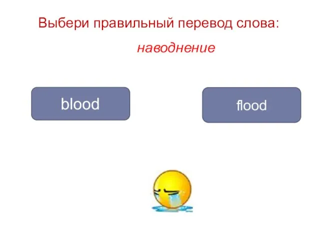 наводнение flood blood Выбери правильный перевод слова: