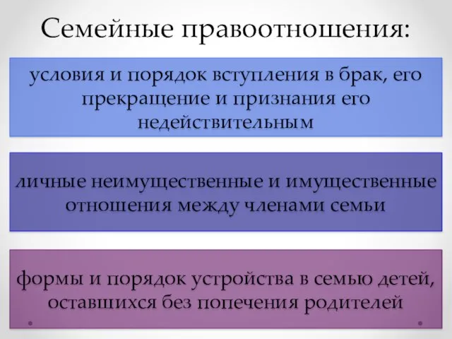 Семейные правоотношения: условия и порядок вступления в брак, его прекращение и признания